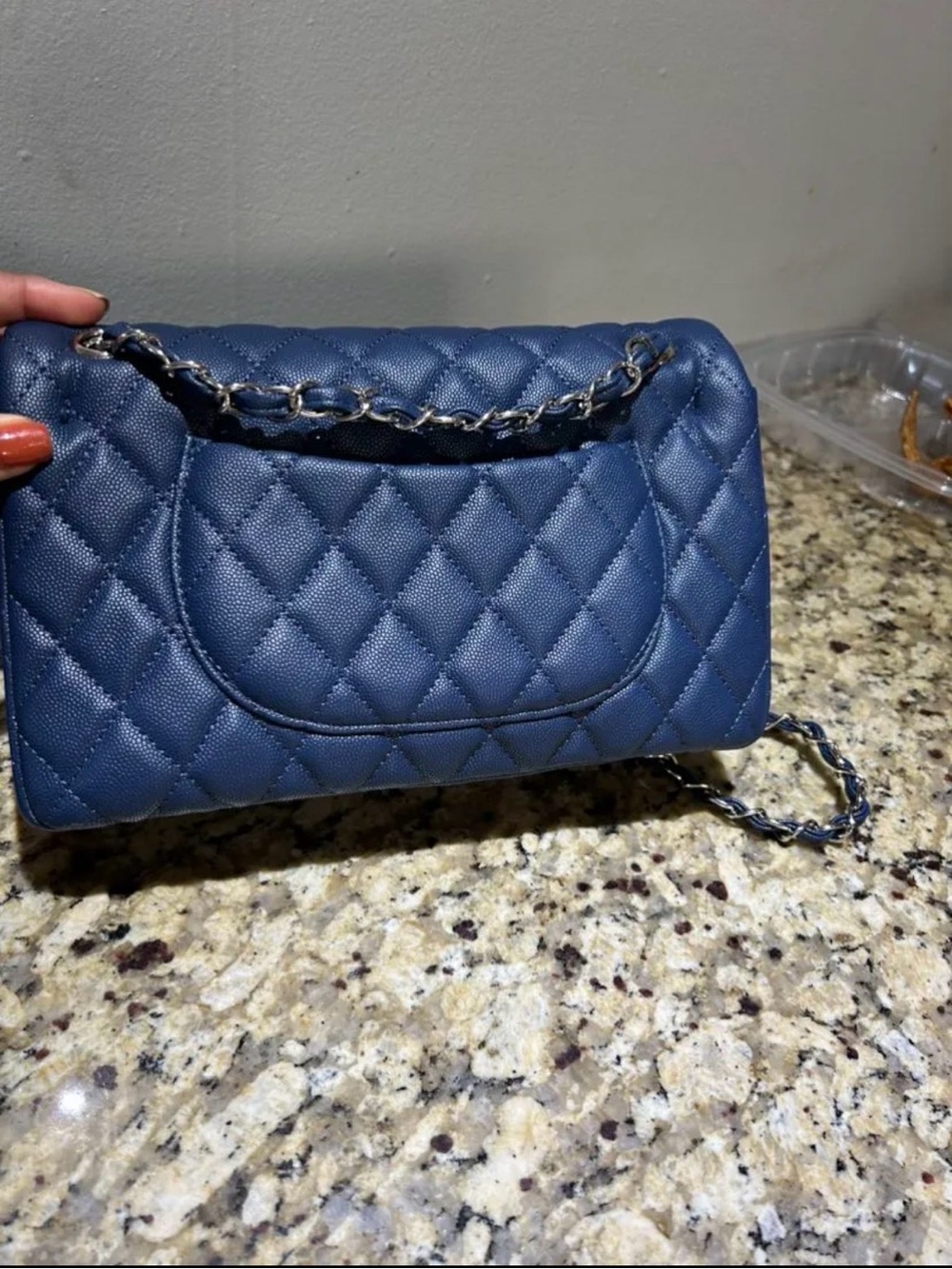 CHANEL Navy Quilted Leather Shoulder Bag with Silver Hardware - Picture 2 of 4